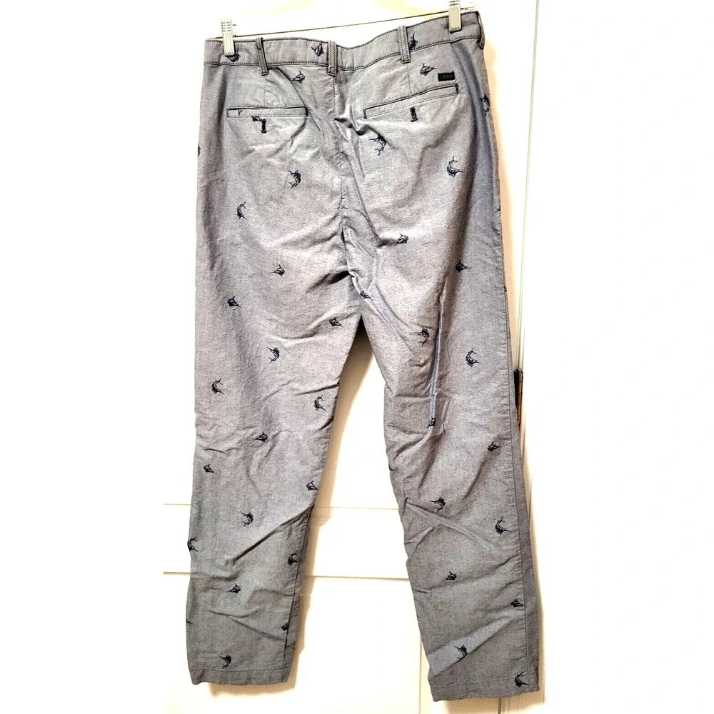 IZOD Blue Chino Marlin Pants Straight Leg Men 34x34 Beach Life